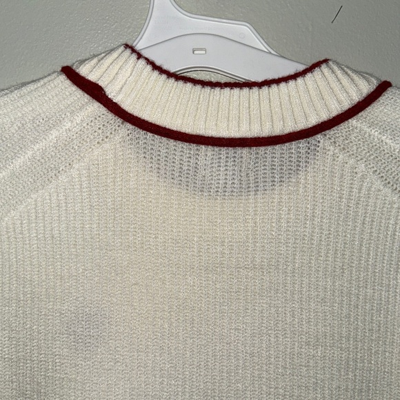 A New Day Romantic Long Sleeve Crewneck Sweater Red Heart Sizes XS, S. M Cream - Picture 7 of 8